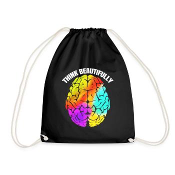 Colorful Brain Think Beautifully LGBTQ Pride Month - Drawstring Bag - black - Front