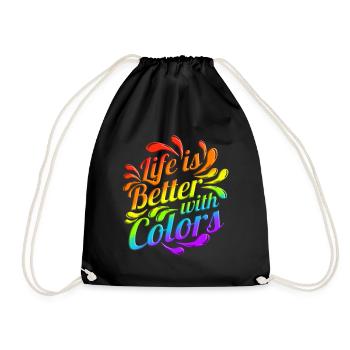 Logo LGBTQ La vie est meilleure avec les couleurs Mois de la fierté - Sac de sport léger - noir - Devant