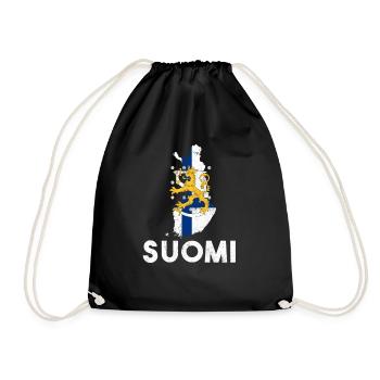 suomi finland flag, finnish finland - Turnbeutel - Schwarz - Vorne