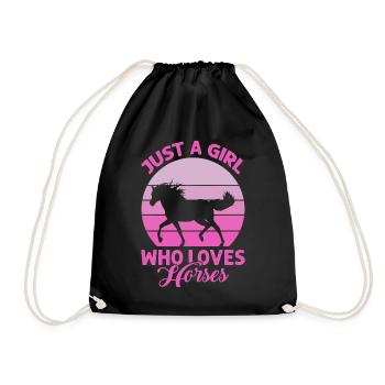 Just A Girl Who Loves Horses - Horseback Equestria - Turnbeutel - Schwarz - Vorne