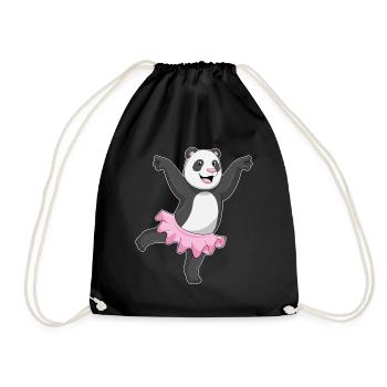 Panda Ballerina Ballet Dance - Drawstring Bag - black - Front