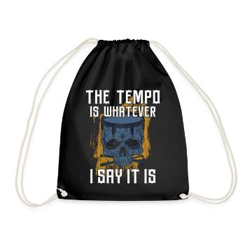 Drummer Drum Set Vintage The Tempo - Drawstring Bag - black - Front