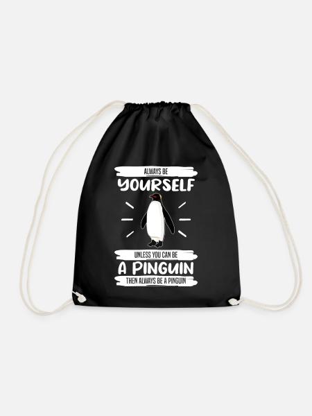 Pinguin Sei Immer Du Selbst Spruch Geschenk - Turnbeutel - Schwarz