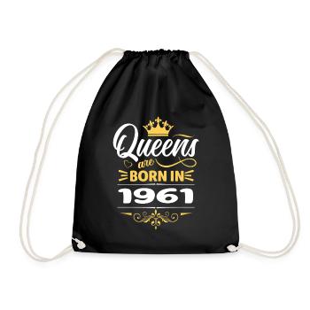 Queens Are Born In 1961 - Drawstring Bag - black - Front