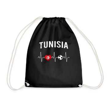 Tunisia Football Heartbeat - Drawstring Bag - black - Front