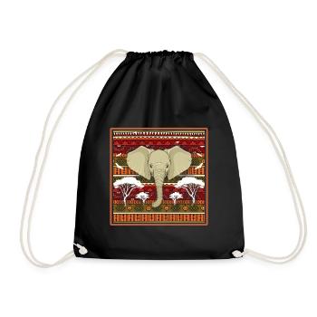 Elefant - Turnbeutel - Schwarz - Vorne
