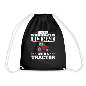 Tractor Farmer Tractor Agricultural Tractor Farmer - Drawstring Bag - black - Front