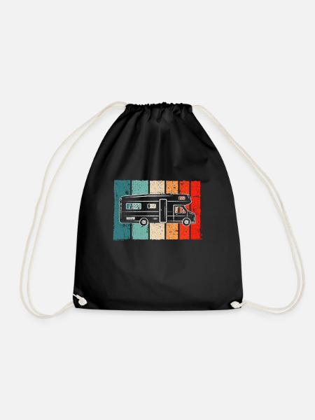 Motorhome Retro - Drawstring Bag - black