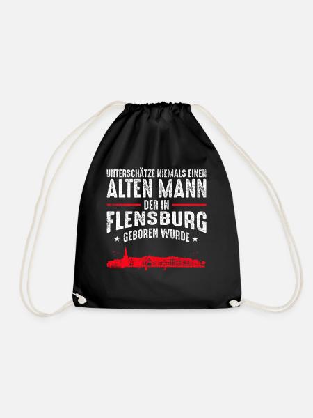 Flensburg Stadt Skyline | Alter Mann Flensburger - Turnbeutel - Schwarz