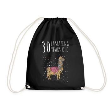 Birthday Thirty 30th Lama Alpaca - Drawstring Bag - black - Front