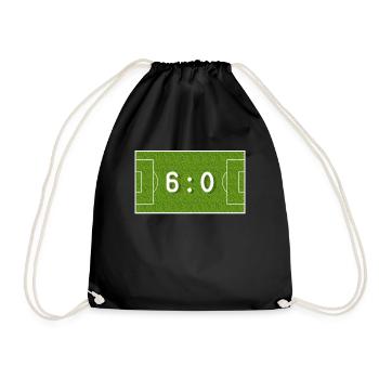 6 : 0 - 60 Geburtstag 60 Jahre Fußball - Turnbeutel - Schwarz - Vorne