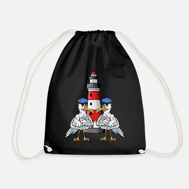 Maritim Möwen Seevögel Leuchtturm Küste Seevogel - Turnbeutel - Schwarz