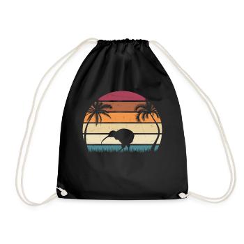 Retro Kiwi Bird Sunset Kiwi Vögel Neuseeland Kiwi - Turnbeutel - Schwarz - Vorne