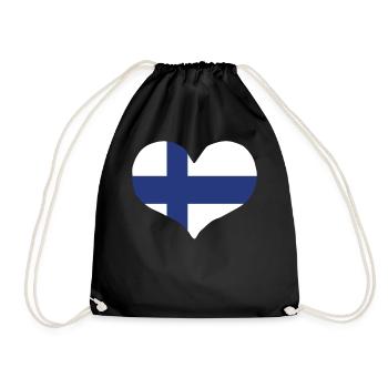 Finland Heart Flag - Turnbeutel - Schwarz - Vorne