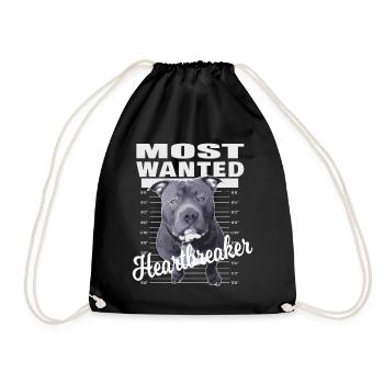 American Bully XL blue line artistic design - Drawstring Bag - black - Front