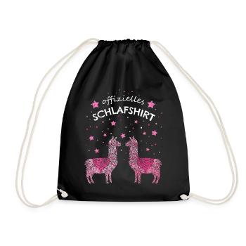 Offizielles Schlafshirt Lama Alpaka - Turnbeutel - Schwarz - Vorne