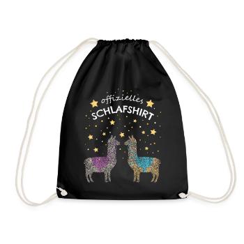 Lama Alpaka Offizielles Schlafshirt - Turnbeutel - Schwarz - Vorne