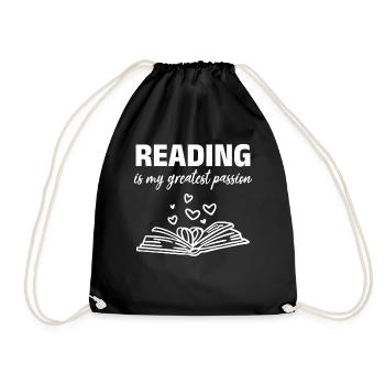 Reading Bookworm Books Reading is my biggest - Drawstring Bag - black - Front
