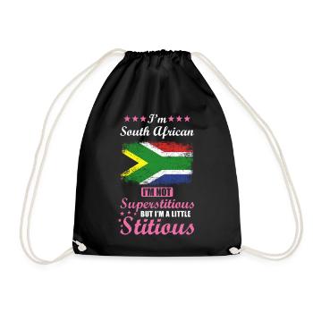 Südafrikanerin Geschenk lustiger Spruch Südafrika - Turnbeutel - Schwarz - Vorne