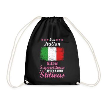Italienerin Geschenk lustiger Spruch Italien - Turnbeutel - Schwarz - Vorne