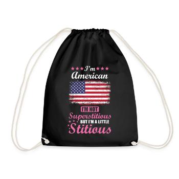 Amerikanerin Geschenk lustiger Spruch USA - Turnbeutel - Schwarz - Vorne