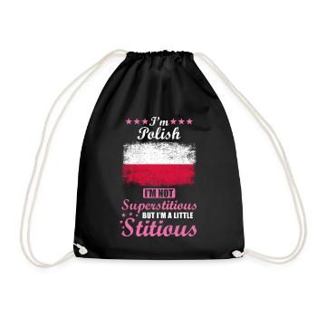 Polish Woman Superstitious Stitious - Drawstring Bag - black - Front