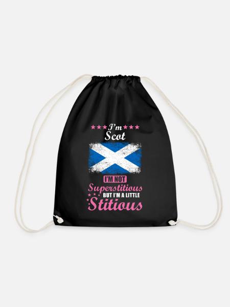 Scottish Woman Superstitious Stitious - Drawstring Bag - black