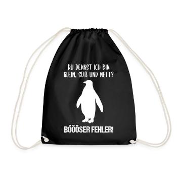 Pinguin Klein Süß Nett Lustiger Spruch Geschenk - Turnbeutel - Schwarz - Vorne