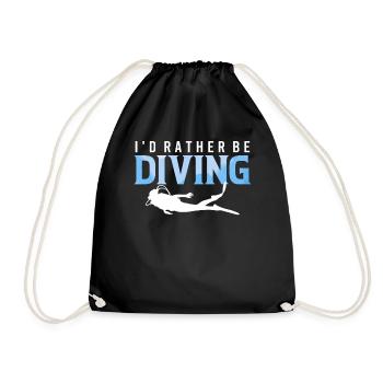 I'd Rather Be Diving - Ocean Diving Instructor - Drawstring Bag - black - Front