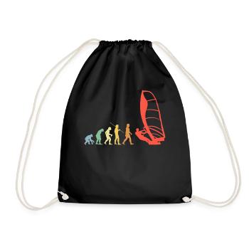 Sailing Surfing Evolution Retro Surfing Sailing Surfer - Drawstring Bag - black - Front