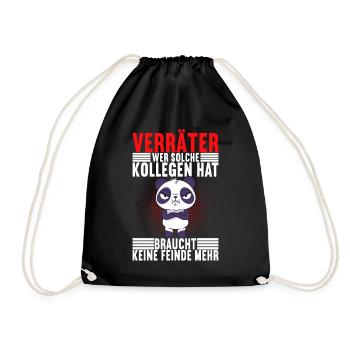 Abschiedsgeschenk Jobwechsel Kollege - Turnbeutel - Schwarz - Vorne