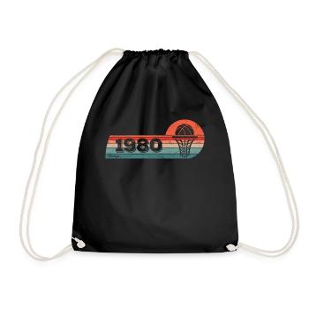 Basketball games born in 1980 Birthday - Drawstring Bag - black - Front