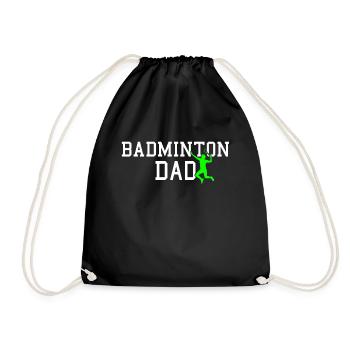 badminton dad - Drawstring Bag - black - Front