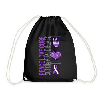 Peace Love Cure Autoimmune Disease T Shirt - Drawstring Bag - black - Front