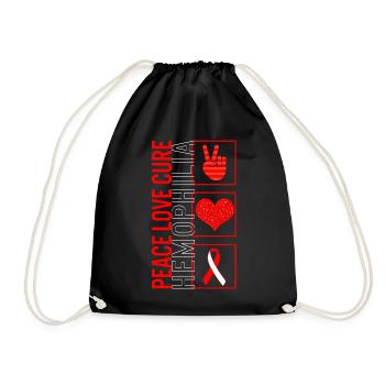 Peace Love Cure Hemophilia T Shirt - Sac de sport léger - noir - Devant