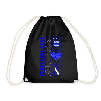 Peace Love Cure Autism T Shirt - Sac de sport léger - noir - Devant