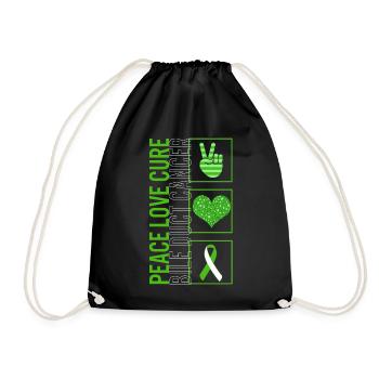 Peace Love Cure Bile Duct Cancer T Shirt - Drawstring Bag - black - Front