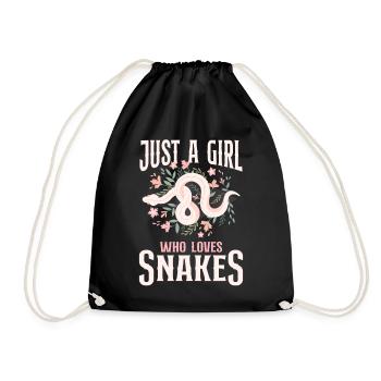 Snake Serpent Flower Floral Just A - Drawstring Bag - black - Front