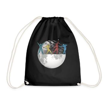 Astronaut Space Moon Space Retro - Drawstring Bag - black - Front