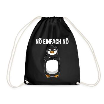 Pinguin Nö Einfach Nö Lustiger Spruch Geschenk - Turnbeutel - Schwarz - Vorne