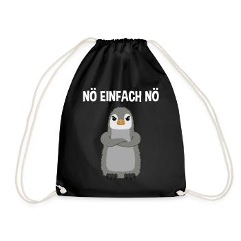Pinguin Nö Einfach Nö Lustiger Spruch Geschenk - Turnbeutel - Schwarz - Vorne