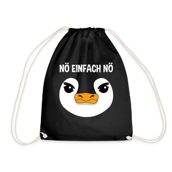 Pinguin Nö Einfach Nö Lustiger Spruch Geschenk - Turnbeutel - Schwarz - Vorne