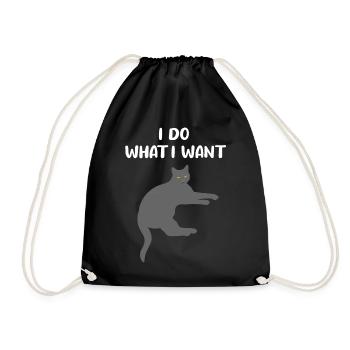 Cat Cheeky Kitten Funny Saying Gift - Drawstring Bag - black - Front