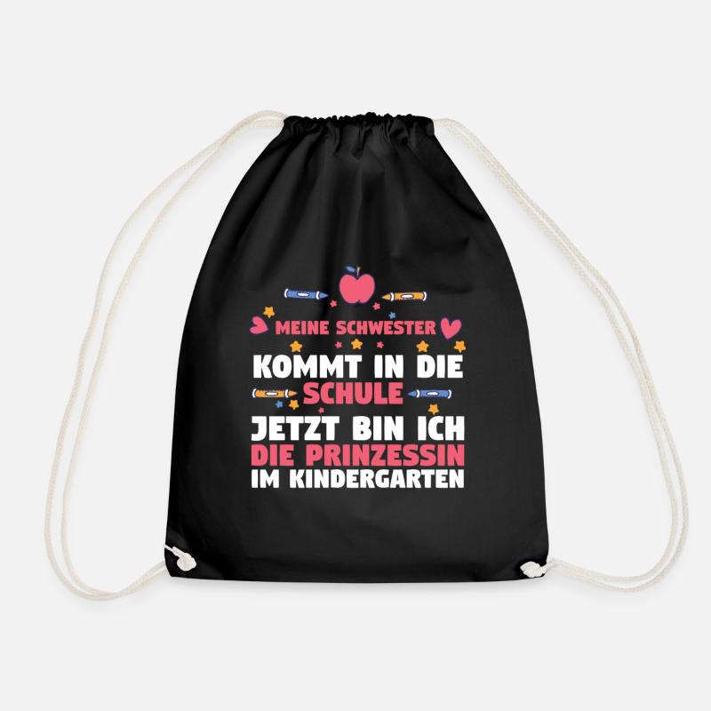 Kindergarten Prinzessin Schwester Einschulung Schu - Turnbeutel - Schwarz