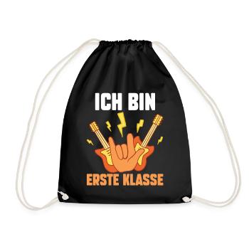 Schulkind Erste Klasse Gitarre Einschulung Schulan - Turnbeutel - Schwarz - Vorne