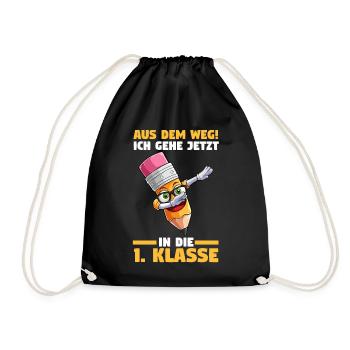 Schulkind 1 Klasse Schüler Schulanfang Einschulung - Turnbeutel - Schwarz - Vorne