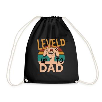 Leveld up to Dad Gaming Zocken - Turnbeutel - Schwarz - Vorne