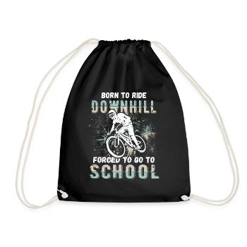 To Downhill Born to School Forced MTB - Drawstring Bag - black - Front