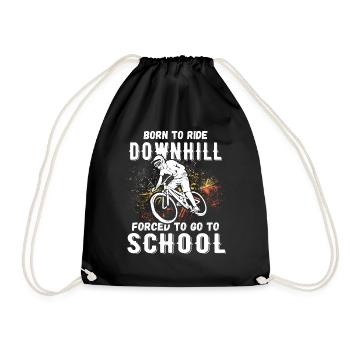 To Downhill Born to School Forced MTB - Drawstring Bag - black - Front