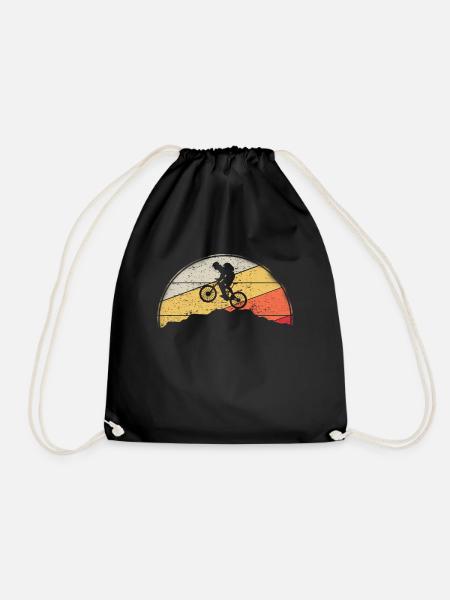 Mountainbike MTB Natur Berge Retro Vintage - Turnbeutel - Schwarz